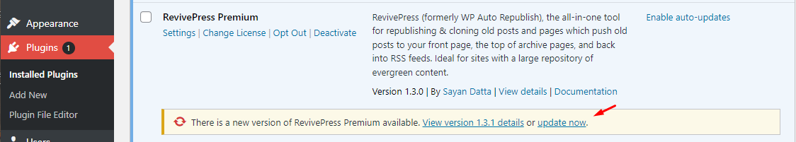 RevivePress Update Now